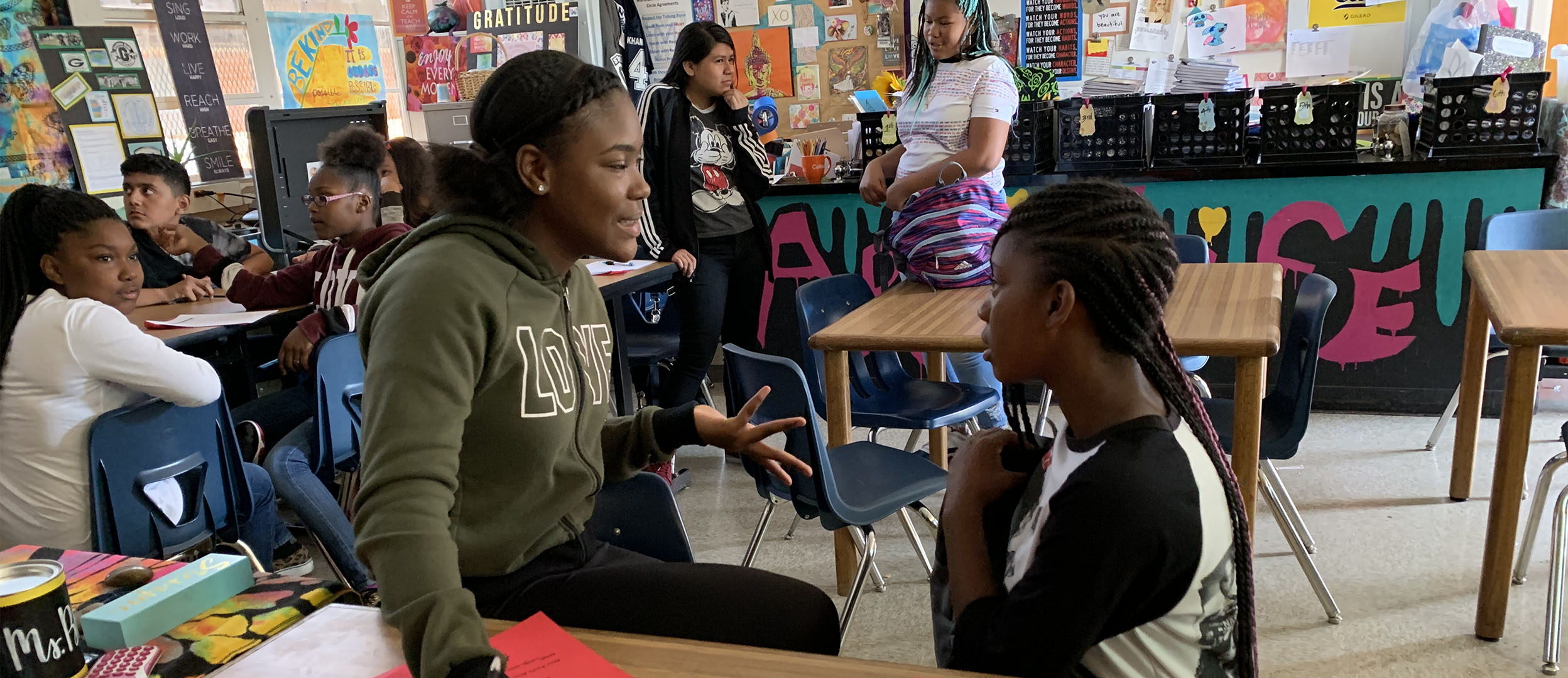 Teenage girls in classroom setting