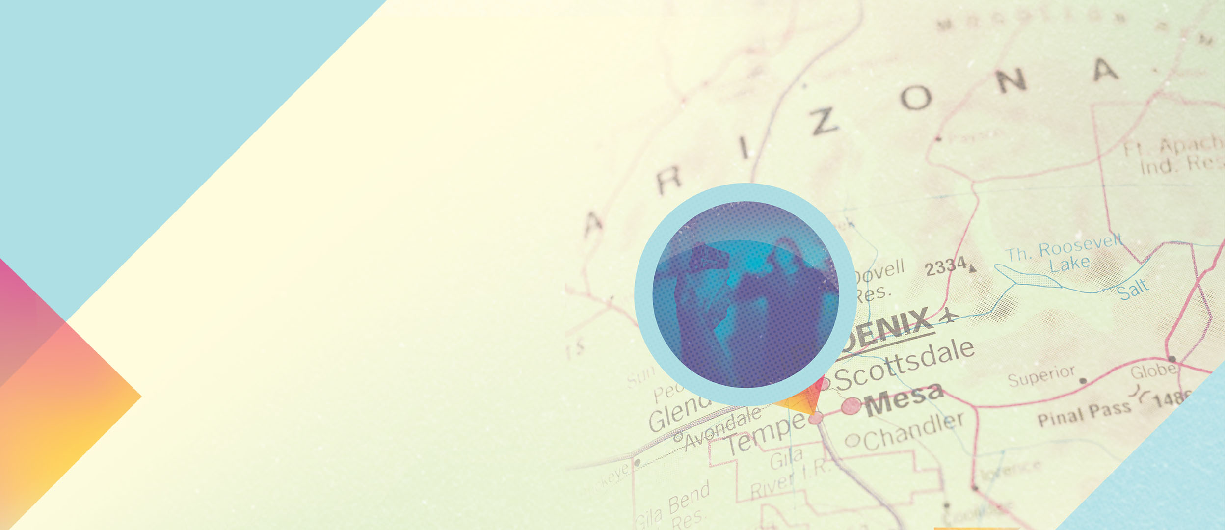 Map of Arizona with a photo of shooting atop of Tempe