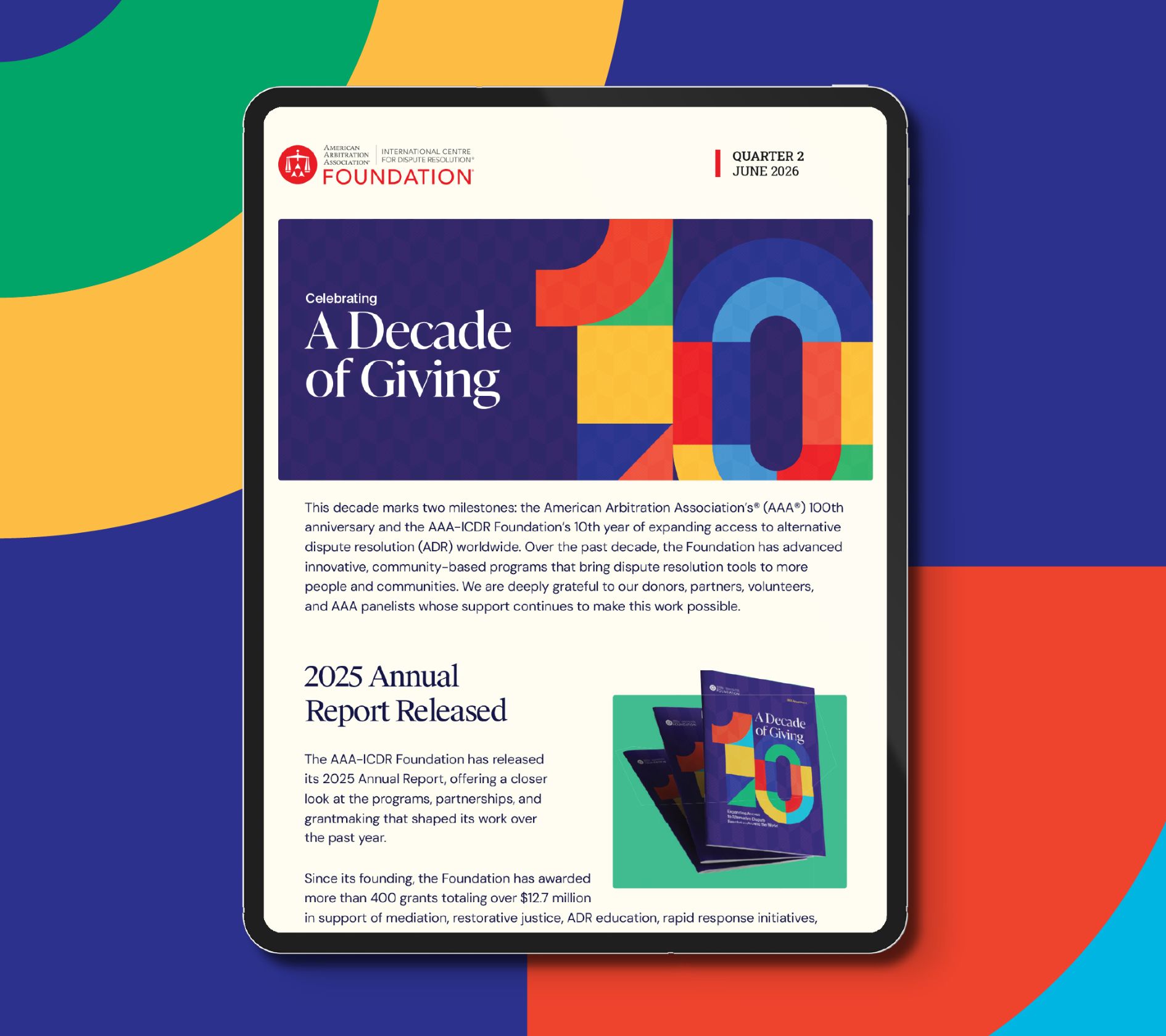 AAA-ICDR Foundation Q2 Update